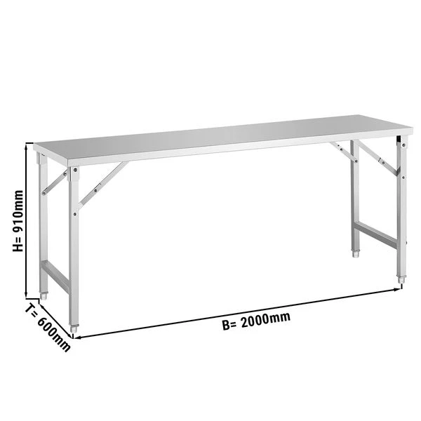 Edelstahl Arbeitstisch - Klappbar - 2000x600mm 3 Edelstahl Arbeitstisch - Klappbar - 2000x600mm