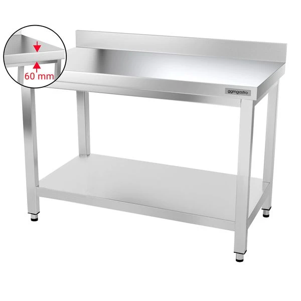 Edelstahl Arbeitstisch PREMIUM - 1200x700mm - Mit Grundboden & Aufkantung 4 Edelstahl Arbeitstisch PREMIUM - 1200x700mm - Mit Grundboden & Aufkantung – Bild 2