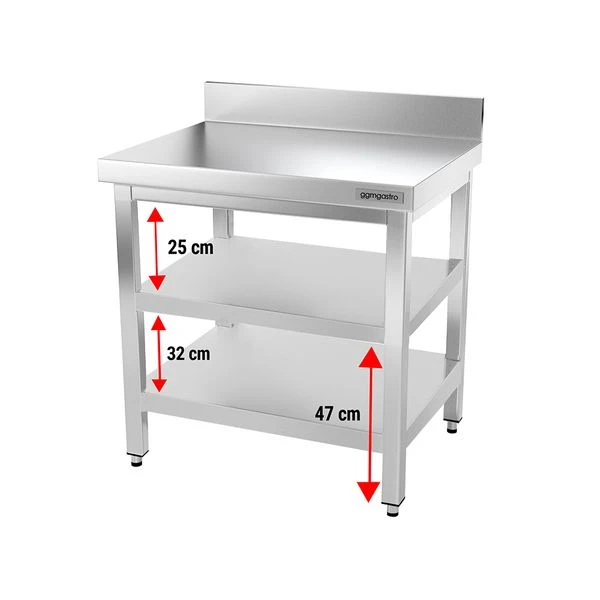 Edelstahl Arbeitstisch PREMIUM - 600x700mm - Mit Grundboden & Aufkantung 5 Edelstahl Arbeitstisch PREMIUM - 600x700mm - Mit Grundboden & Aufkantung – Bild 3