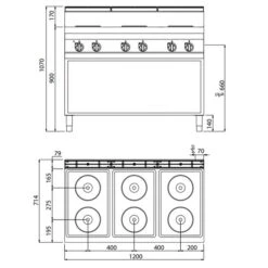 Elektroherd - 15,6 KW - 6 Platten Rund 10 Elektroherd - 15,6 KW - 6 Platten Rund -Ausgewählte Küchengeschäfte EHB179E drawing 0aca