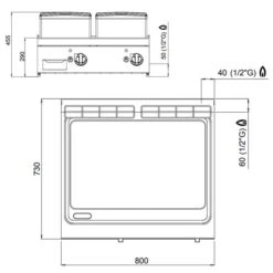 Gas Bratplatte - 13,8 KW - Glatt 8 Gas Bratplatte - 13,8 KW - Glatt -Ausgewählte Küchengeschäfte GBPB873B drawing 7c34