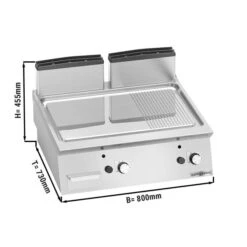 Gas Bratplatte - 13,8 KW - Glatt & Gerillt