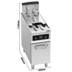 Gas Fritteuse - 20 Liter - 17,5 KW - Mit Automatischer Korbanhebung & Ölfiltersystem