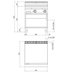 Gas Bratplatte - 20 KW - Glatt -Ausgewählte Küchengeschäfte GGB899M drawing 51dc