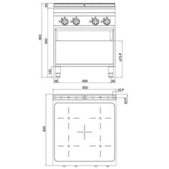 Induktionsherd - 20 KW - 4 Kochfelder -Ausgewählte Küchengeschäfte IDB899 drawing 79d9