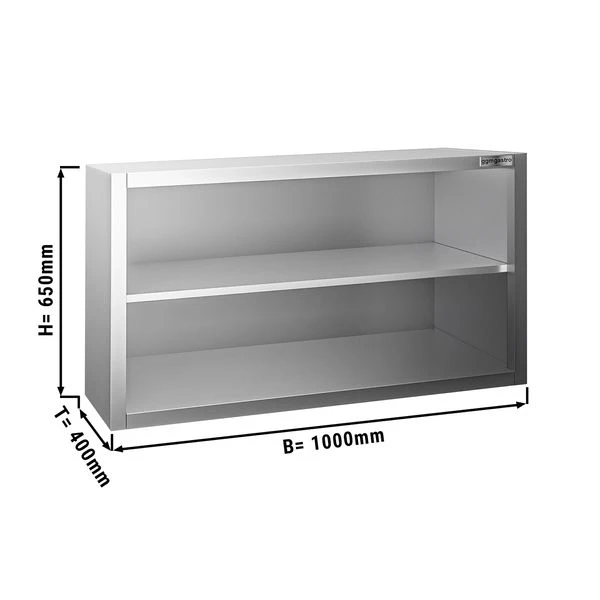 Edelstahl Wandhängeschrank PREMIUM - 1000x400mm - Ohne Schiebetür - 650mm Hoch 3 Edelstahl Wandhängeschrank PREMIUM - 1000x400mm - Ohne Schiebetür - 650mm Hoch