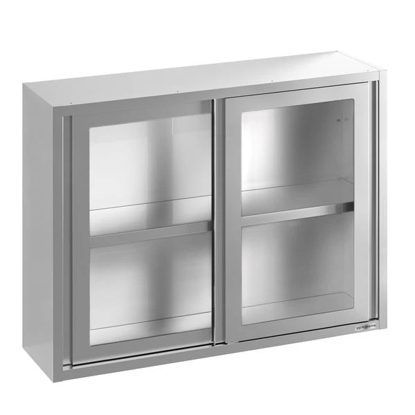 Edelstahl Wandhängeschrank - 1200x400mm - Mit Glasschiebetür - 1000mm Hoch 4 Edelstahl Wandhängeschrank - 1200x400mm - Mit Glasschiebetür - 1000mm Hoch – Bild 2