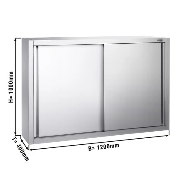 Edelstahl Wandhängeschrank PREMIUM - 1200x400mm - Mit Schiebetür - 1000mm Hoch 3 Edelstahl Wandhängeschrank PREMIUM - 1200x400mm - Mit Schiebetür - 1000mm Hoch