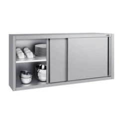 Edelstahl Wandhängeschrank ECO - 1600x400mm - Mit Schiebetür - 650mm Hoch -Ausgewählte Küchengeschäfte WSK164 ECO 2 23e3