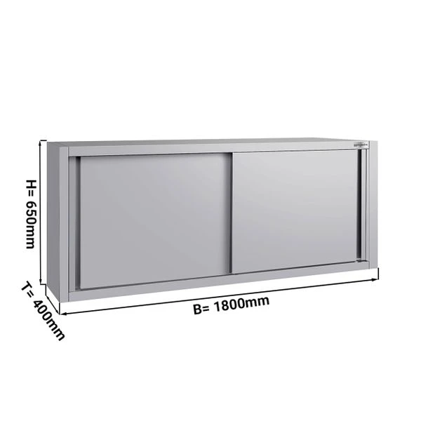 Edelstahl Wandhängeschrank ECO - 1800x400mm - Mit Schiebetür - 650mm Hoch 3 Edelstahl Wandhängeschrank ECO - 1800x400mm - Mit Schiebetür - 650mm Hoch