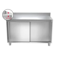 Edelstahl Arbeitsschrank PREMIUM - 1200x700mm - Mit Schiebetür & Aufkantung -Ausgewählte Küchengeschäfte ask126a icon 68a2