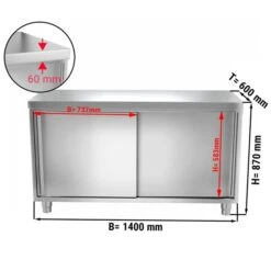 Edelstahl Arbeitsschrank PREMIUM - 1400x600mm - Mit Schiebetür Ohne Aufkantung 13 Edelstahl Arbeitsschrank PREMIUM - 1400x600mm - Mit Schiebetür Ohne Aufkantung -Ausgewählte Küchengeschäfte ask146 masse2 2bc1