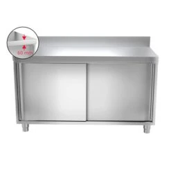 Edelstahl Arbeitsschrank ECO - 1400x700mm - Mit Schiebetür Und Aufkantung -Ausgewählte Küchengeschäfte ask146a icon a7c6