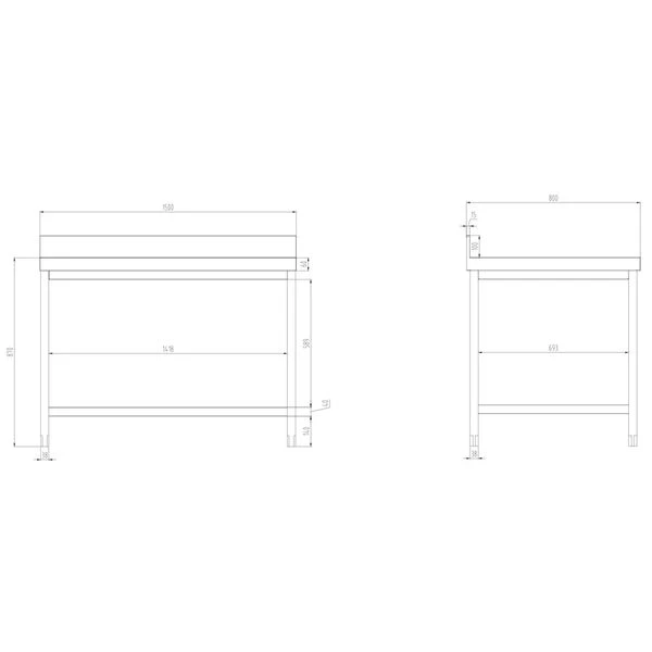 Edelstahl Arbeitstisch PREMIUM - 1500x800mm - Mit Grundboden & Aufkantung 12 Edelstahl Arbeitstisch PREMIUM - 1500x800mm - Mit Grundboden & Aufkantung – Bild 10