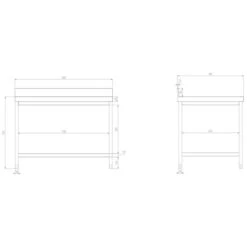 Edelstahl Arbeitstisch PREMIUM - 1600x800mm - Mit Grundboden & Aufkantung -Ausgewählte Küchengeschäfte atk168a zeichnung cc2f