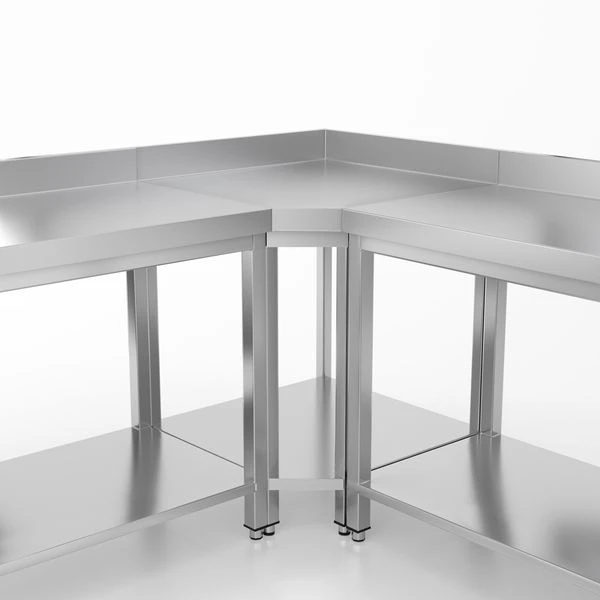 Edelstahl Eckarbeitstisch PREMIUM Mit Grundboden & Aufkantung 1000x700mm 6 Edelstahl Eckarbeitstisch PREMIUM Mit Grundboden & Aufkantung 1000x700mm – Bild 4