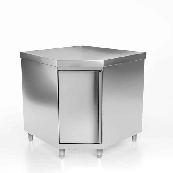Edelstahl Eckarbeitsschrank PREMIUM Mit Flügeltür Ohne Aufkantung 1000x700mm 5 Edelstahl Eckarbeitsschrank PREMIUM Mit Flügeltür Ohne Aufkantung 1000x700mm – Bild 3
