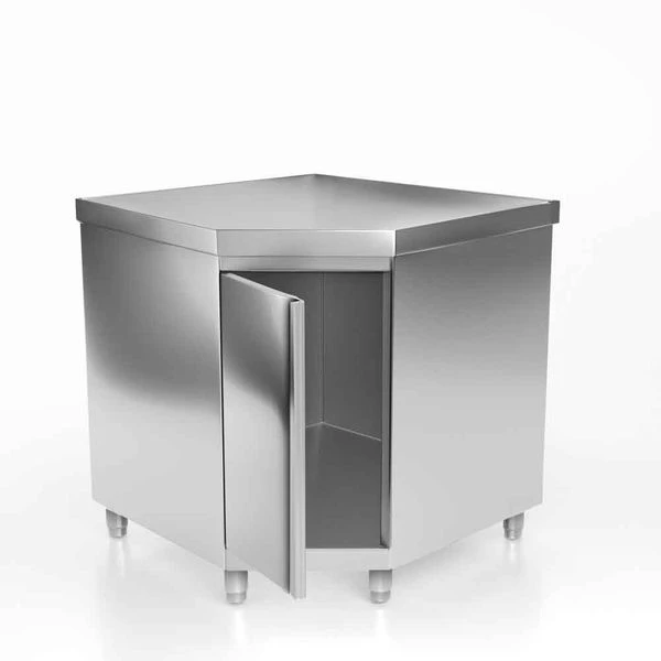 Edelstahl Eckarbeitsschrank PREMIUM Mit Flügeltür Ohne Aufkantung 1150x800mm 4 Edelstahl Eckarbeitsschrank PREMIUM Mit Flügeltür Ohne Aufkantung 1150x800mm – Bild 2