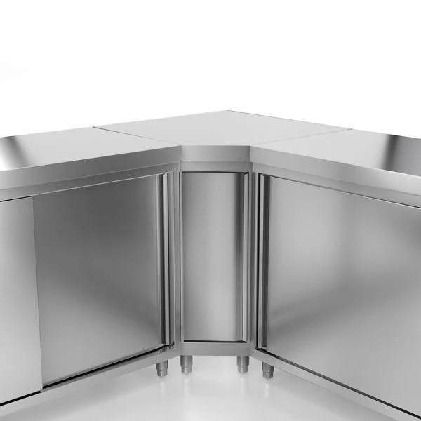 Edelstahl Eckarbeitsschrank PREMIUM Mit Flügeltür Ohne Aufkantung 1000x700mm 6 Edelstahl Eckarbeitsschrank PREMIUM Mit Flügeltür Ohne Aufkantung 1000x700mm – Bild 4