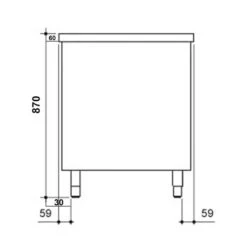 Edelstahl Arbeitsschrank PREMIUM - 1400x600mm - Mit Schiebetür Ohne Aufkantung 18 Edelstahl Arbeitsschrank PREMIUM - 1400x600mm - Mit Schiebetür Ohne Aufkantung -Ausgewählte Küchengeschäfte stainless steel workcabinet without backsplash drawing 2 c016 1
