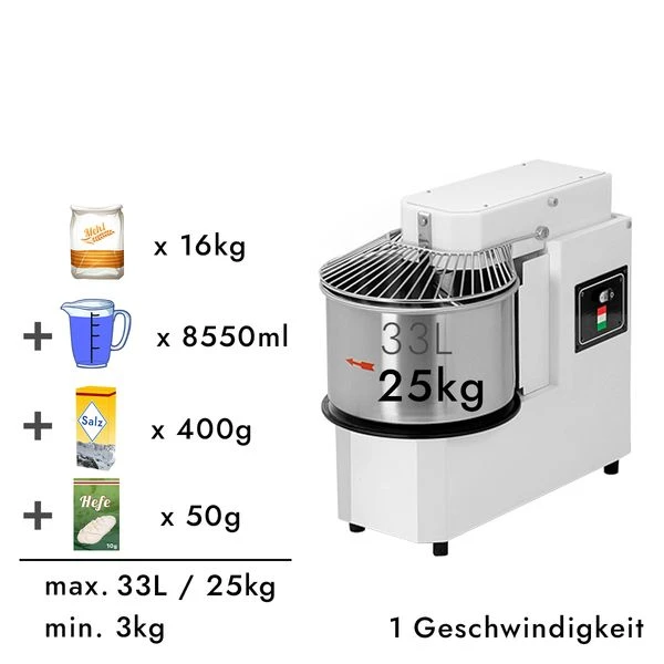 Teigknetmaschine - 33 Liter / 25 Kg - 1 Geschwindigkeit - Kessel Abnehmbar Und Rührwerk Aufklappbar 4 Teigknetmaschine - 33 Liter / 25 Kg - 1 Geschwindigkeit - Kessel Abnehmbar Und Rührwerk Aufklappbar – Bild 2
