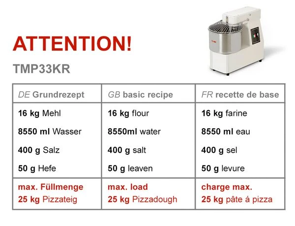 Teigknetmaschine - 33 Liter / 25 Kg - 1 Geschwindigkeit - Kessel Abnehmbar Und Rührwerk Aufklappbar 6 Teigknetmaschine - 33 Liter / 25 Kg - 1 Geschwindigkeit - Kessel Abnehmbar Und Rührwerk Aufklappbar – Bild 4