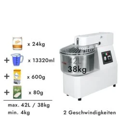 Teigknetmaschine - 42 Liter / 38 Kg - 2 Geschwindigkeiten - Mit Festem Kessel 13 Teigknetmaschine - 42 Liter / 38 Kg - 2 Geschwindigkeiten - Mit Festem Kessel -Ausgewählte Küchengeschäfte tmp42 fk rezept 3 ec4e
